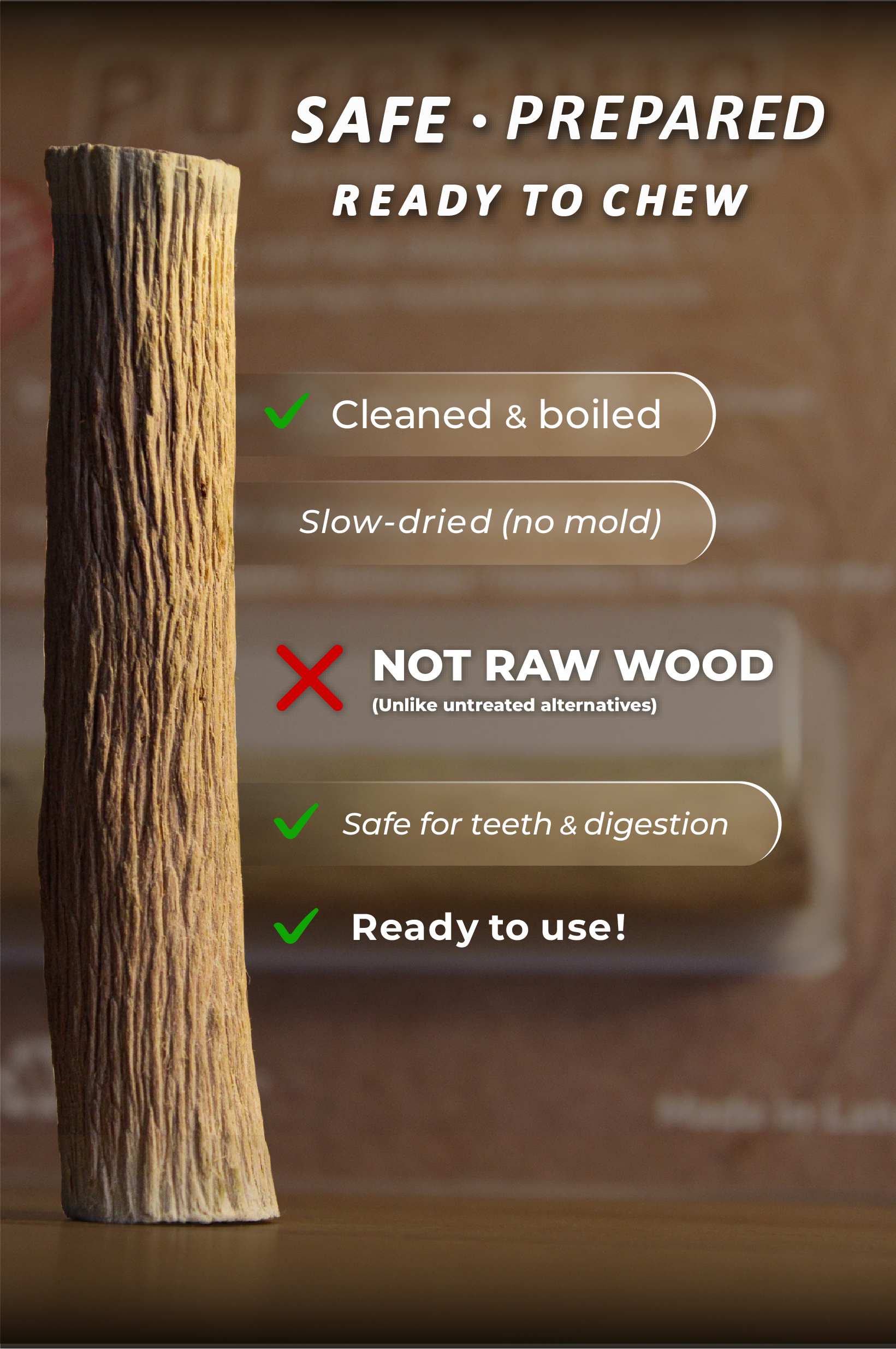 Natural Apple Wood Chew Sticks for Rabbits & Chinchillas | Safe & Eco-Friendly Pet Chews