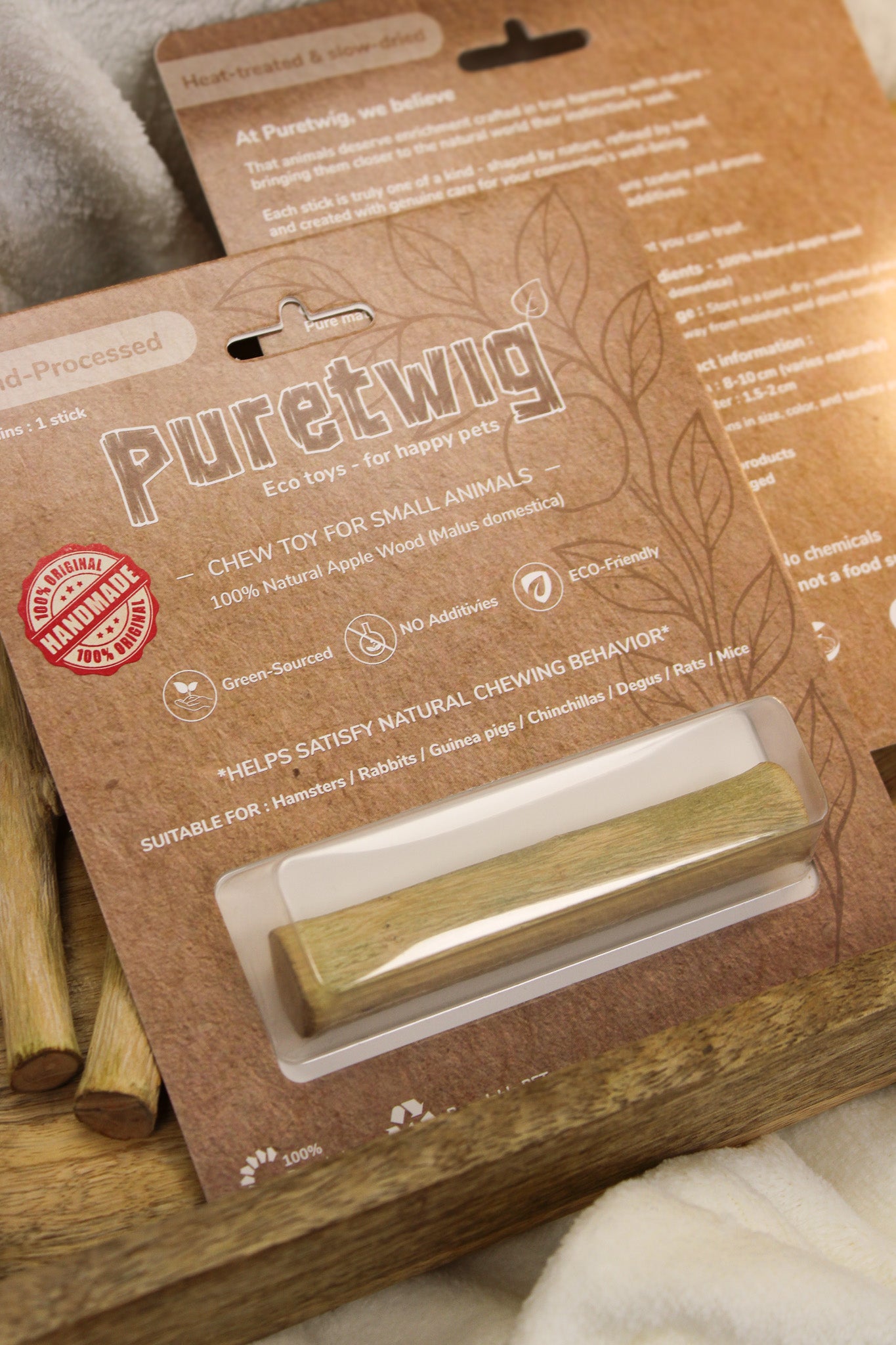 Natural Apple Wood Chew Sticks for Rabbits & Chinchillas | Safe & Eco-Friendly Pet Chews